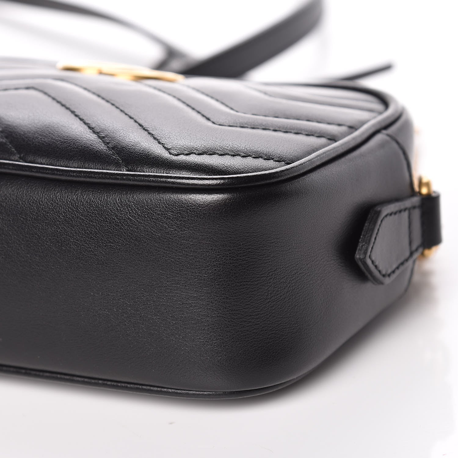 Gucci Calfskin Matelasse Mini GG Marmont Chain Shoulder Bag Black 9 of 9