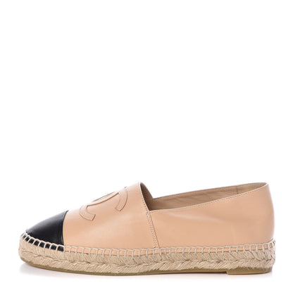 Chanel Lambskin CC Espadrilles 38 Beige Black 1 of 10