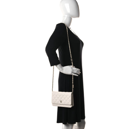 Chanel Caviar Quilted Wallet With Charms On Chain WOC White 2 of 12