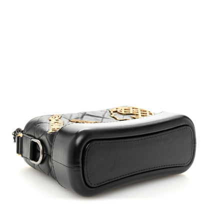 Chanel Aged Calfskin Quilted Charms Small Gabrielle Hobo Black 3 of 9