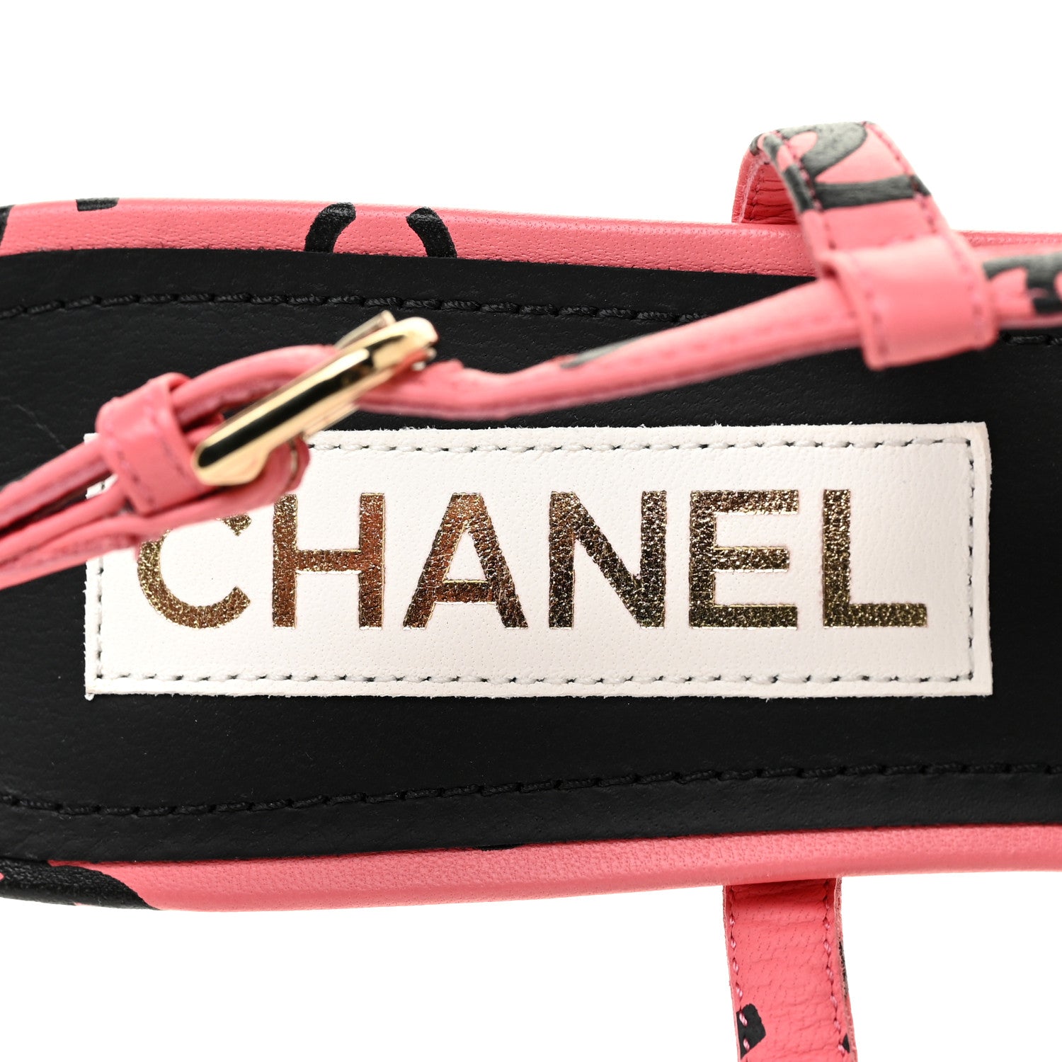 Chanel Printed Lambskin CC Slingback Sandals 40 Pink Black 11 of 12