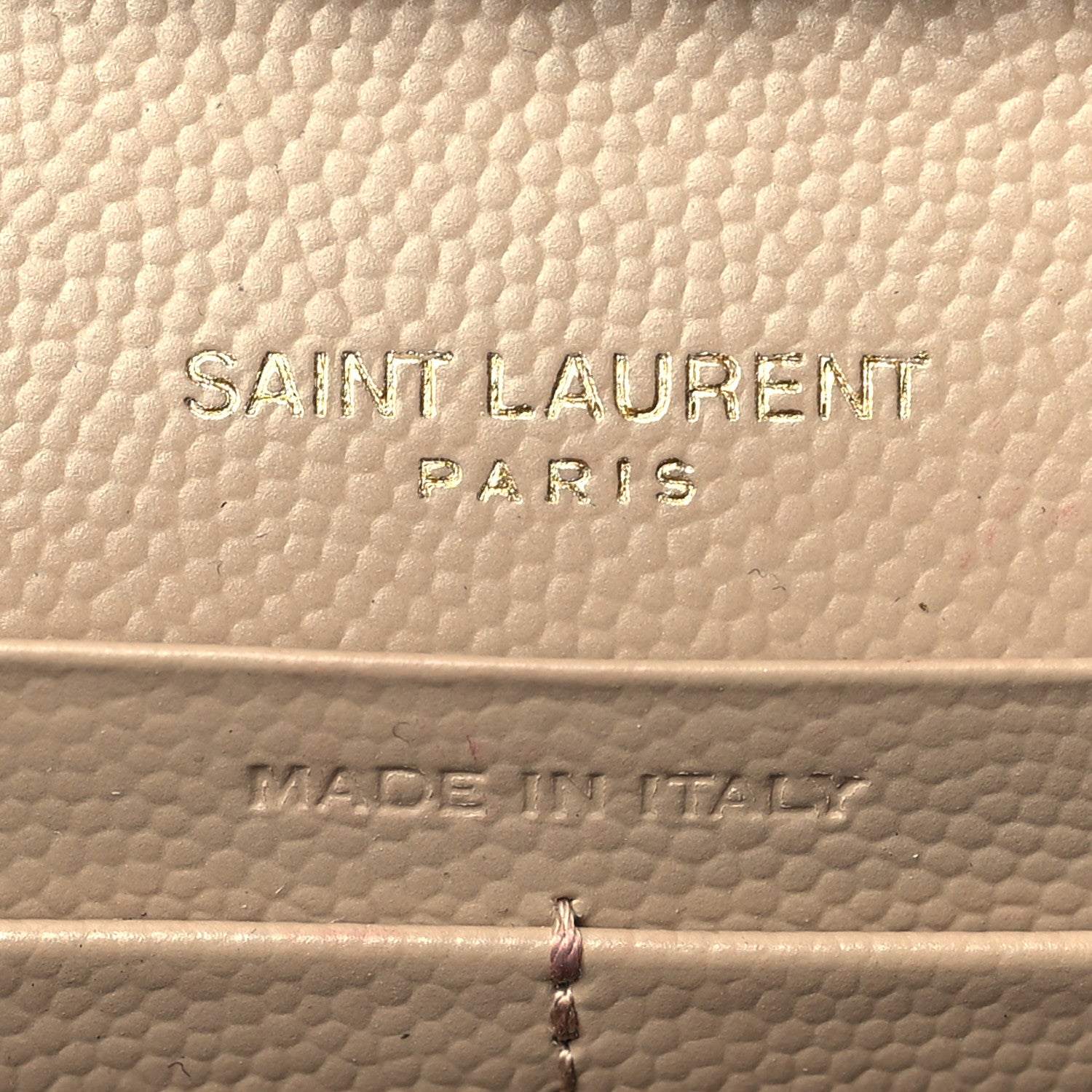 Saint Laurent Grain De Poudre Matelasse Chevron Monogram Chain Wallet Dark Beige 6 of 11