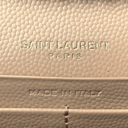 Saint Laurent Grain De Poudre Matelasse Chevron Monogram Chain Wallet Dark Beige 6 of 11
