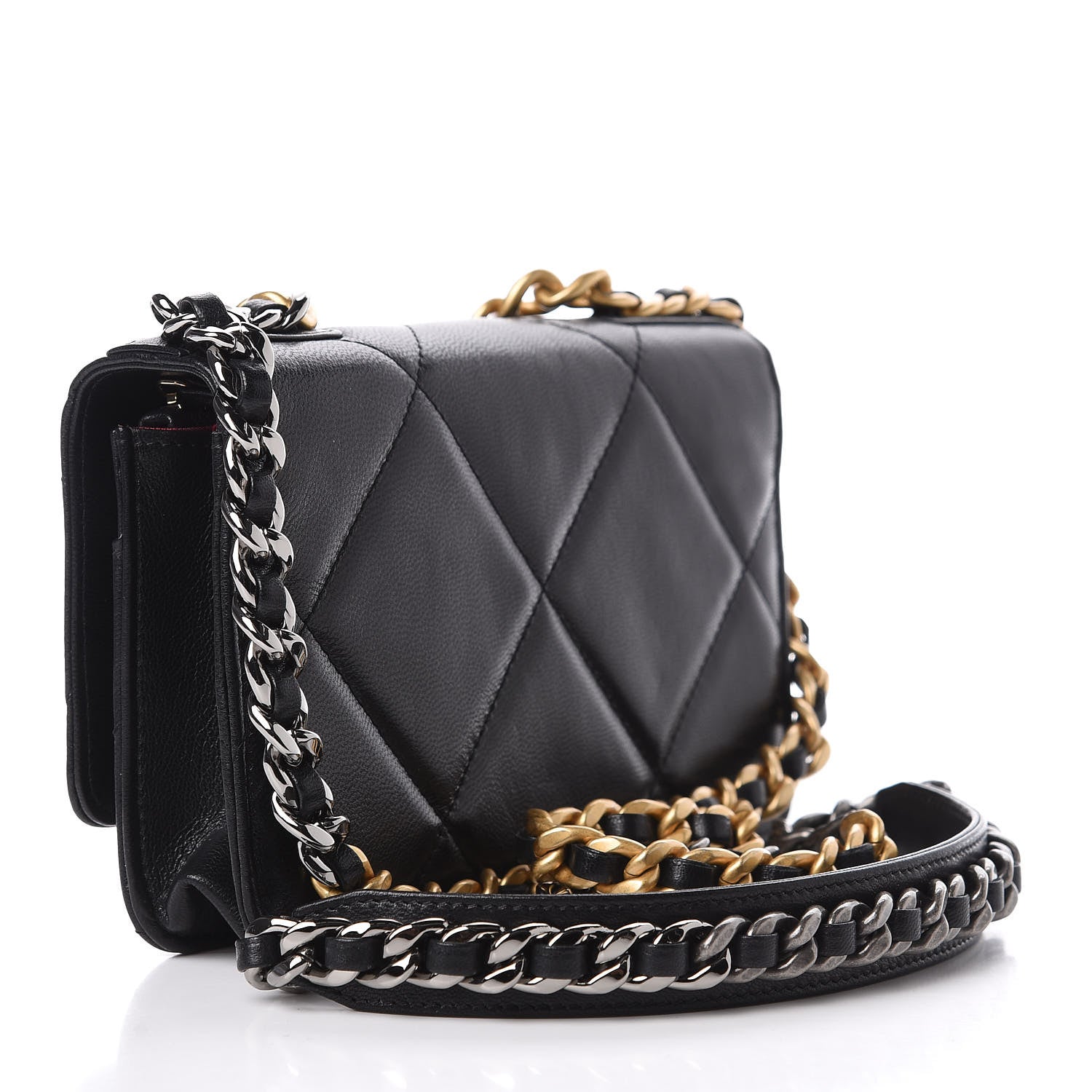 Chanel Goatskin Quilted 19 Wallet On Chain WOC Black 3 of 12