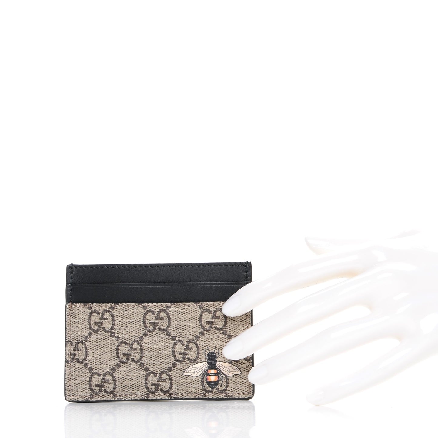 GG Supreme Monogram Bee Print Card Holder Black