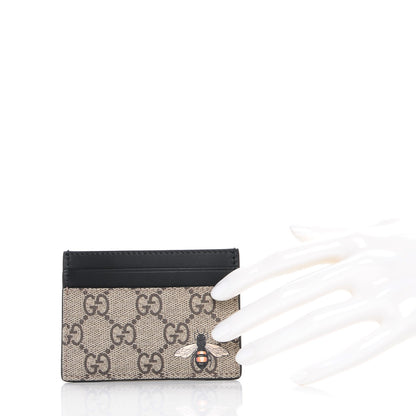 Gucci GG Supreme Monogram Bee Print Card Holder Black 2 of 7