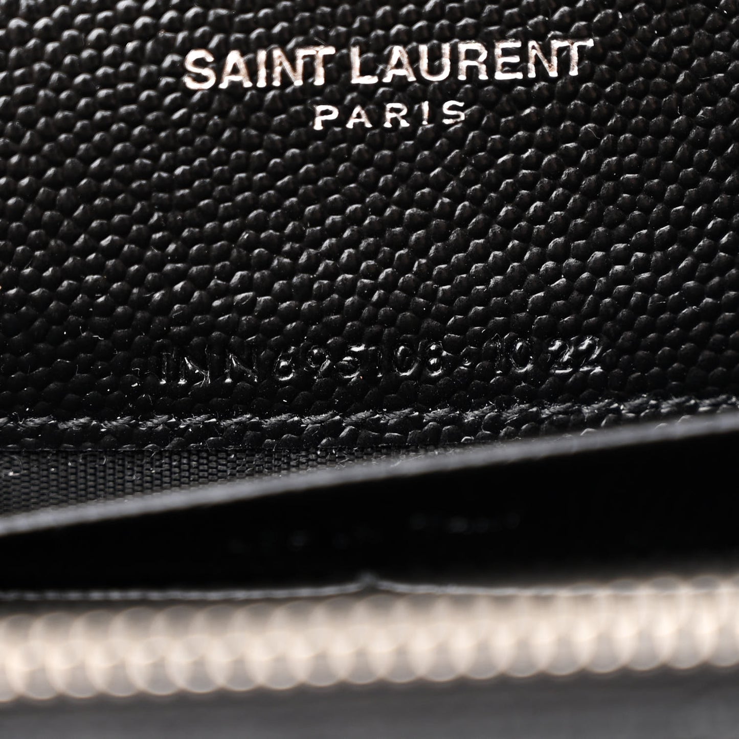 Grain De Poudre Matelasse Chevron Monogram Envelope Chain Wallet Black