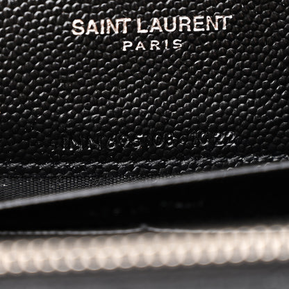 Saint Laurent Grain De Poudre Matelasse Chevron Monogram Envelope Chain Wallet Black 8 of 12