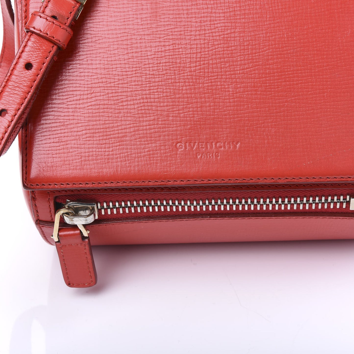 Textured Calfskin Mini Pandora Box Crossbody Bag Red