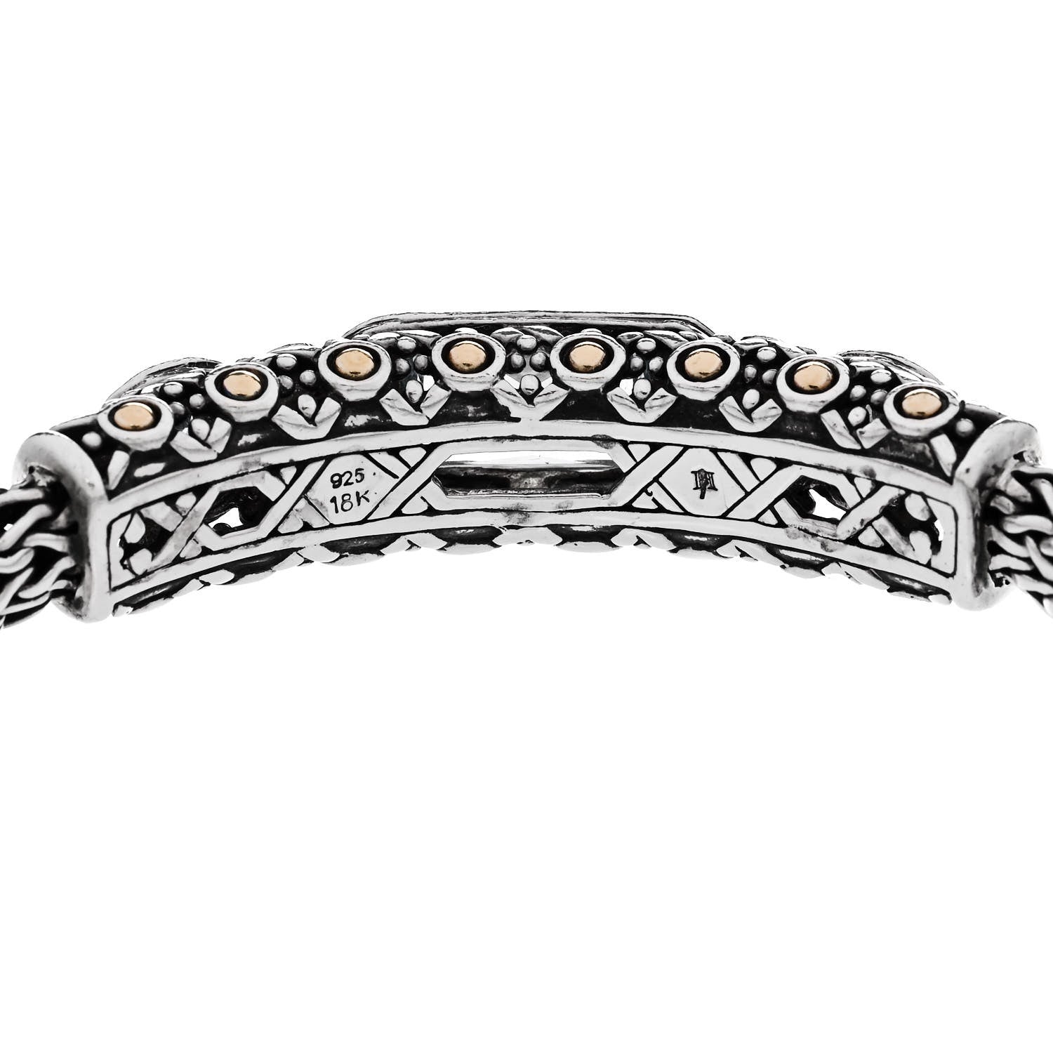 John Hardy Sterling Silver 18K Yellow Gold Blue Topaz Diamond Batu Sari Bracelet 3 of 3