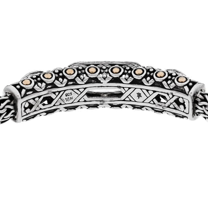 John Hardy Sterling Silver 18K Yellow Gold Blue Topaz Diamond Batu Sari Bracelet 3 of 3