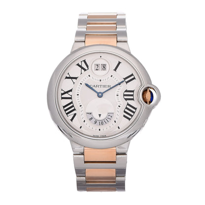 Cartier Stainless Steel 18K Pink Gold 38mm Ballon Bleu De Two Timezone Quartz Watch 1 of 9