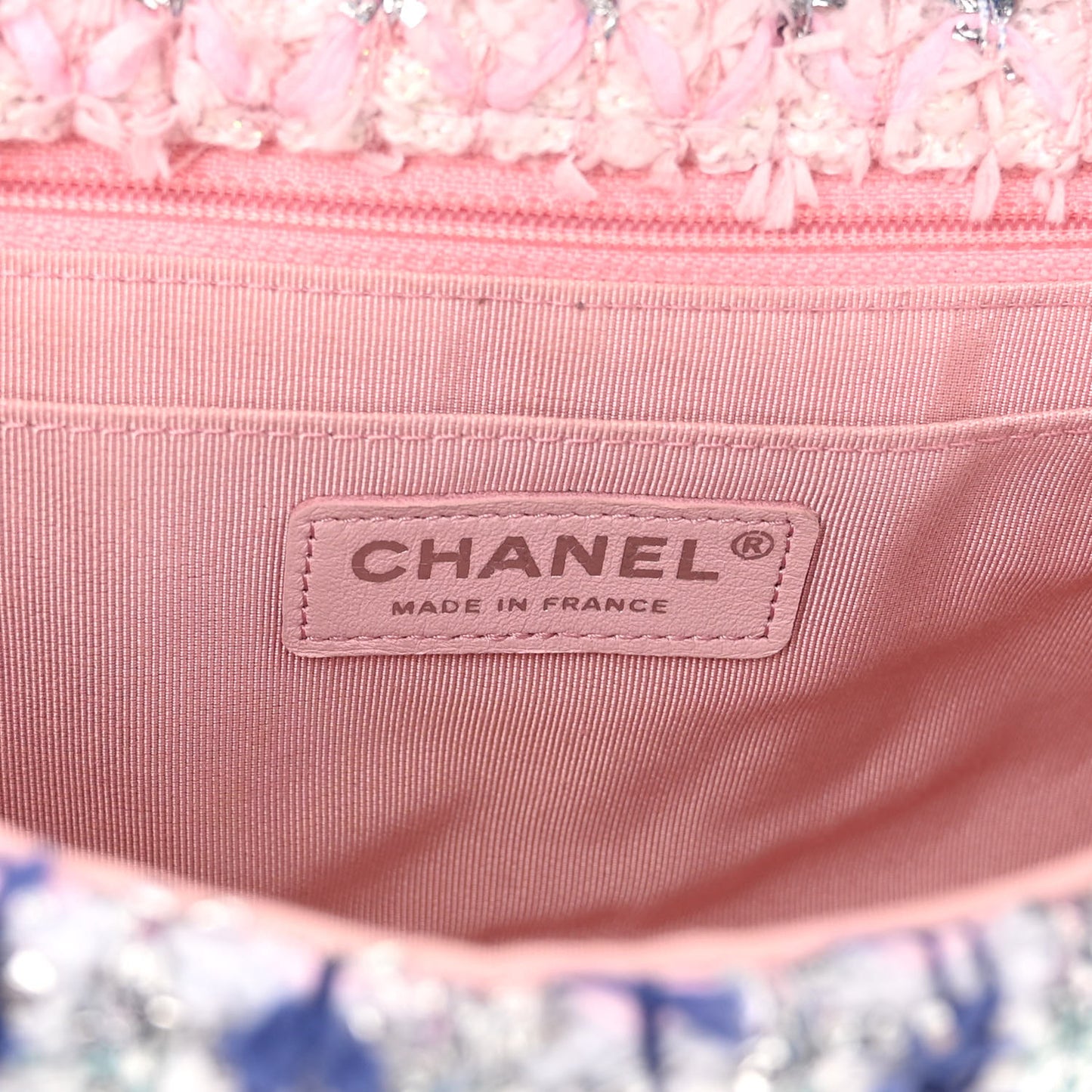 Tweed Medium Single Flap Pink