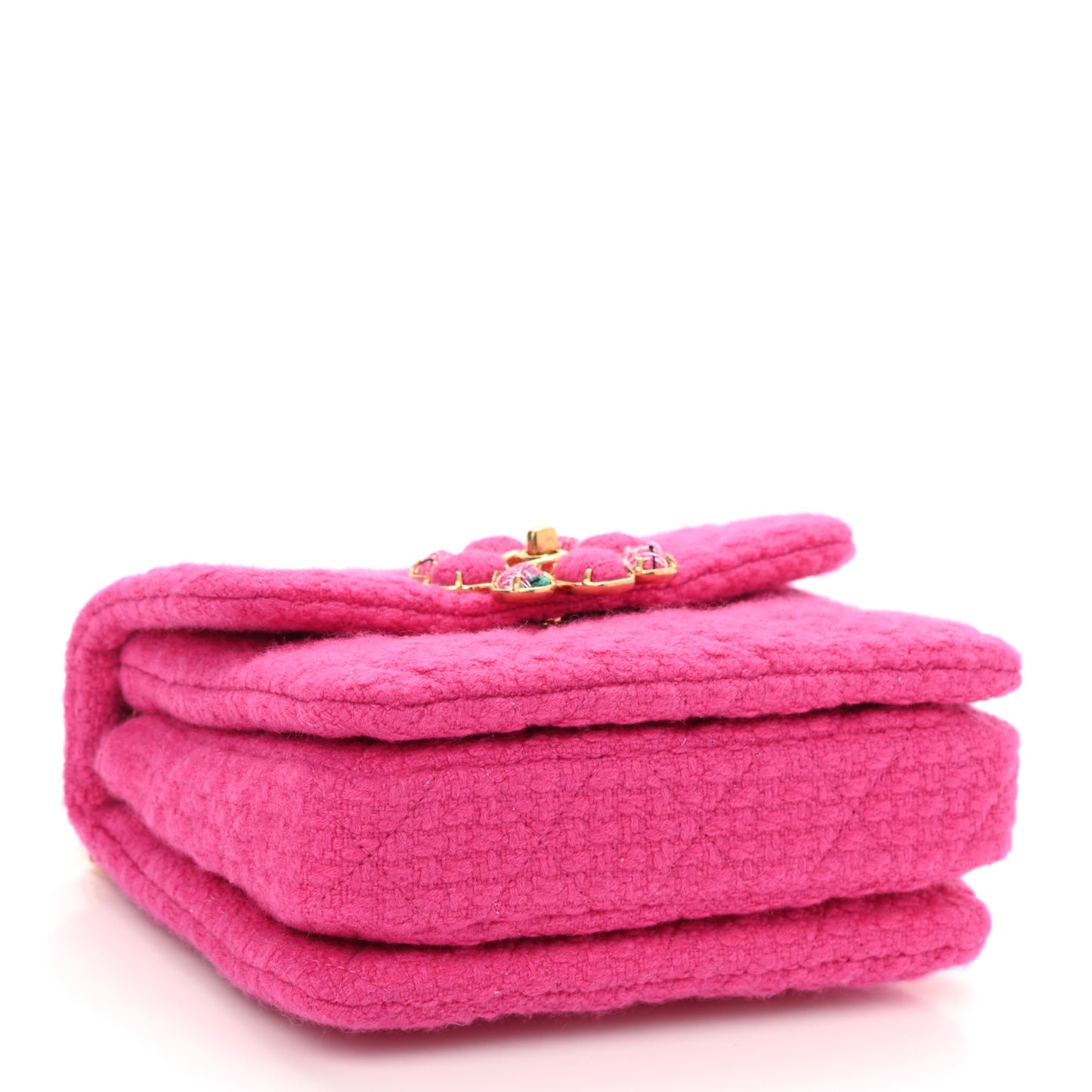 Cashmere Tweed Quilted Mini Bijoux Flap Fuchsia