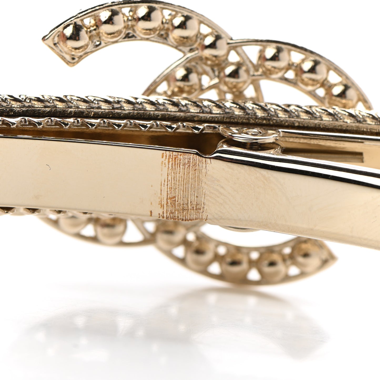 Metal Crystal Pearl CC Hair Clip Gold Pearly White