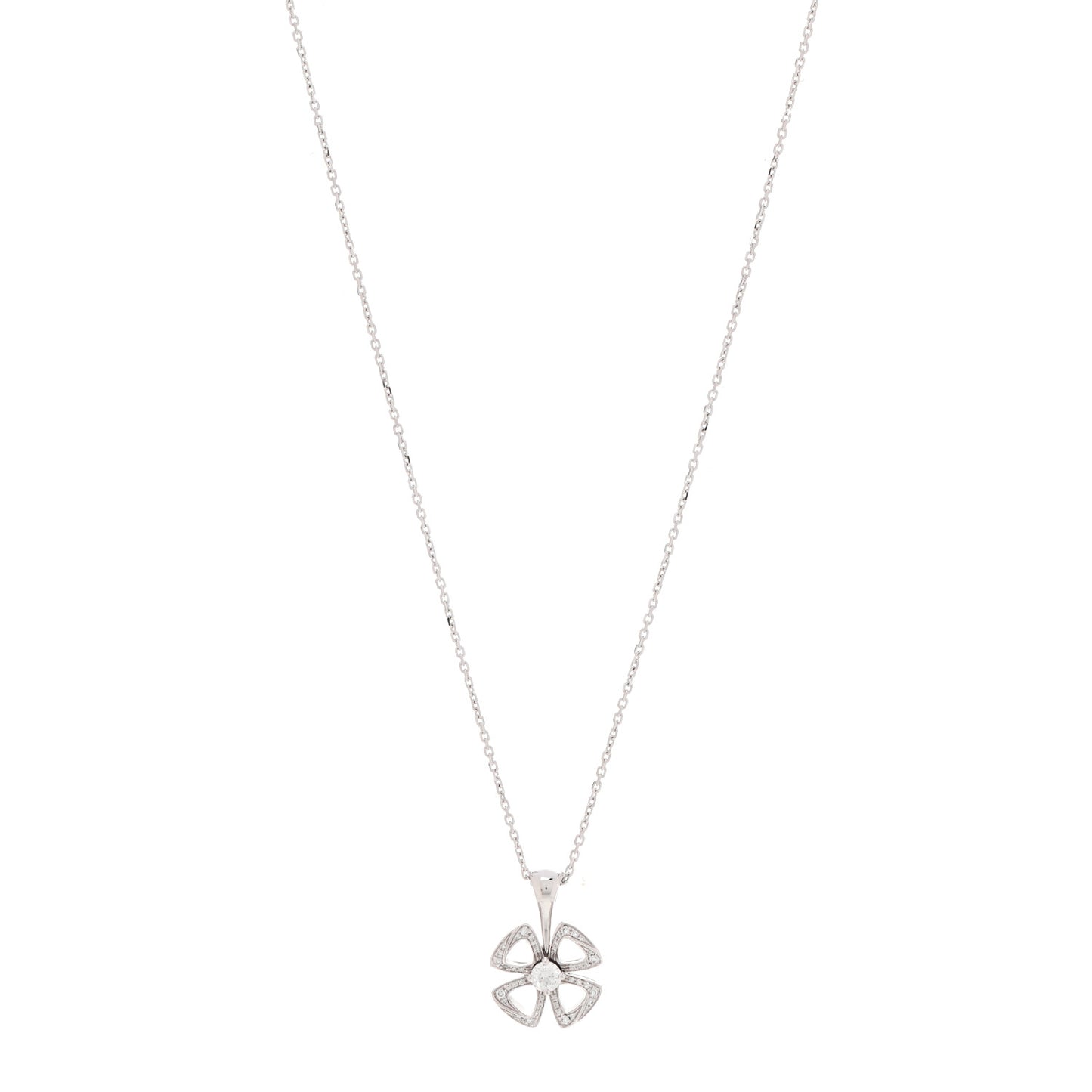 18K White Gold Diamond Fiorever Pendant Necklace