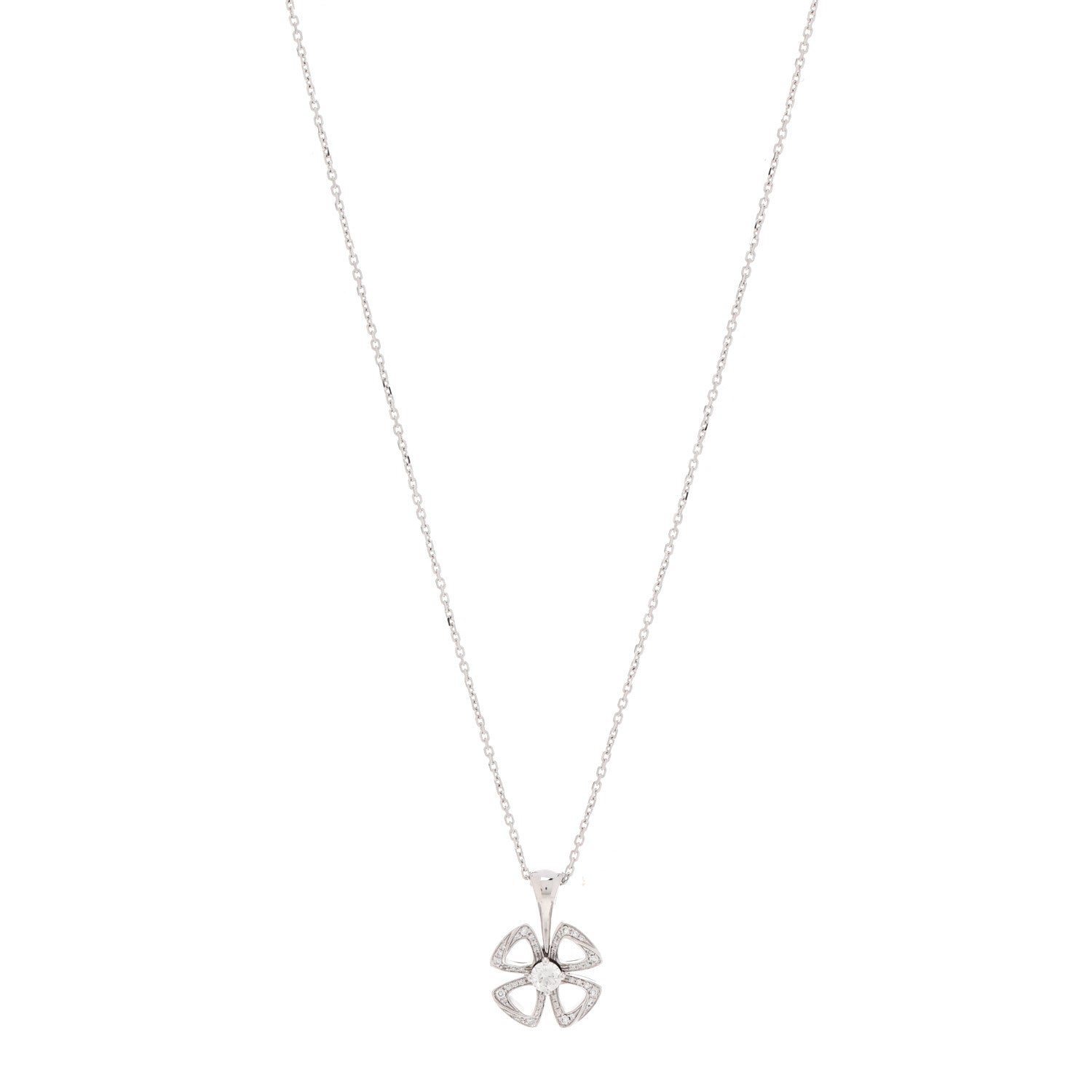 Bulgari 18K White Gold Diamond Fiorever Pendant Necklace 1 of 7
