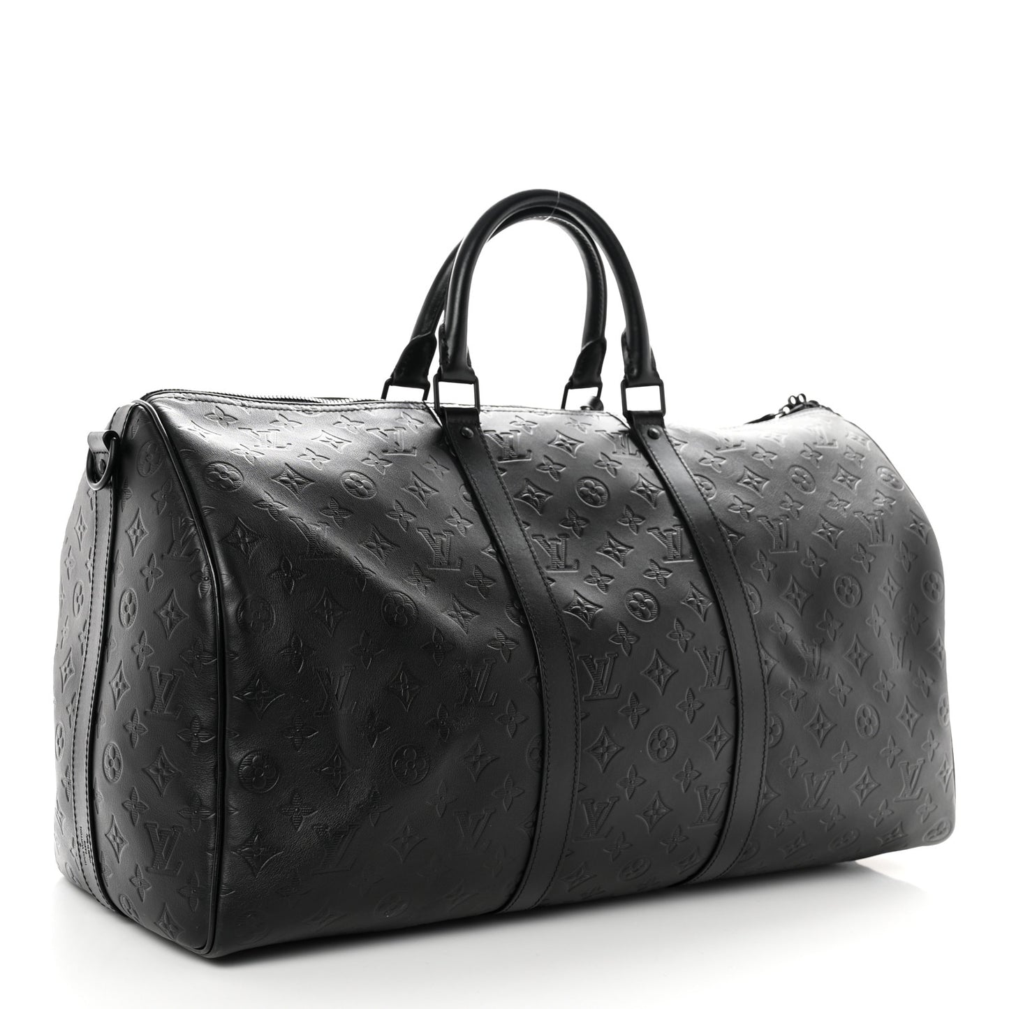 Calfskin Shadow Monogram Keepall Bandouliere 50 Black