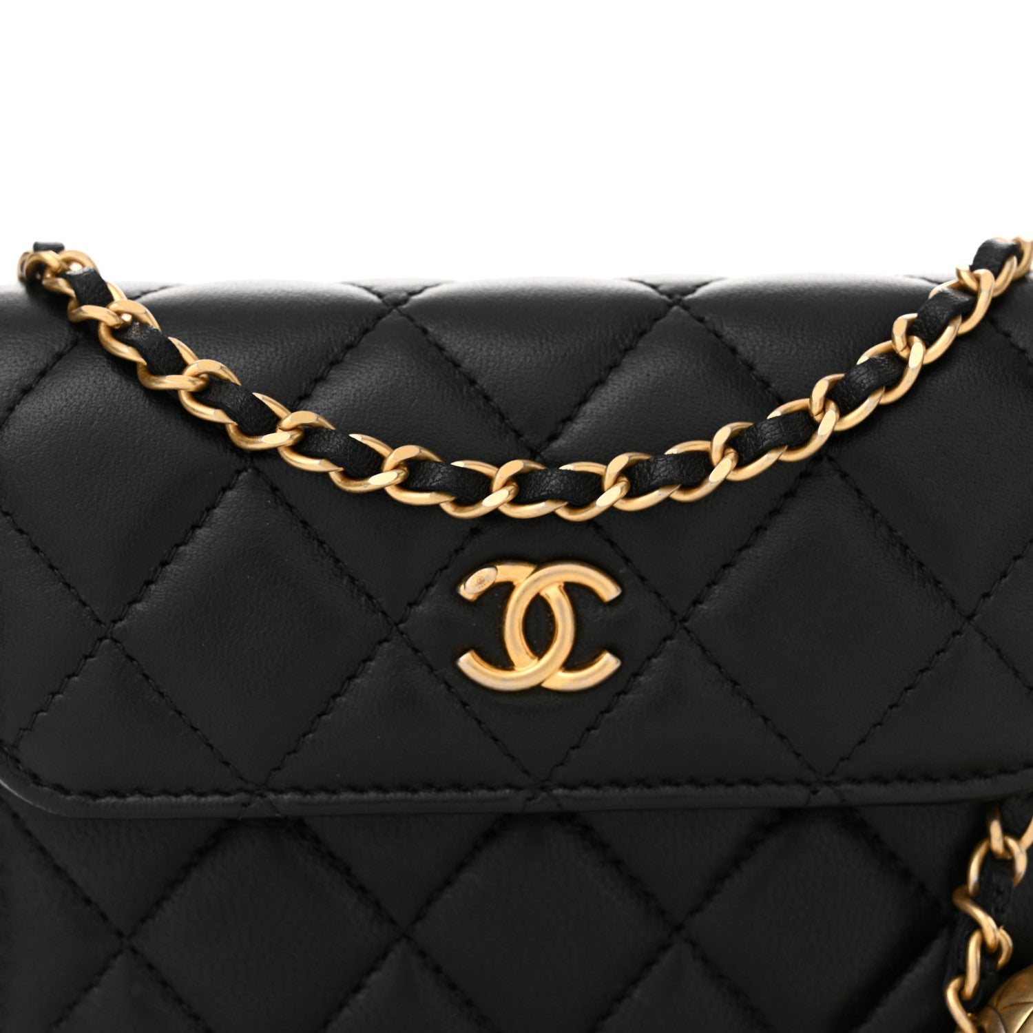 Chanel Lambskin Quilted Pearl Crush Clutch With Chain Black 9 of 15