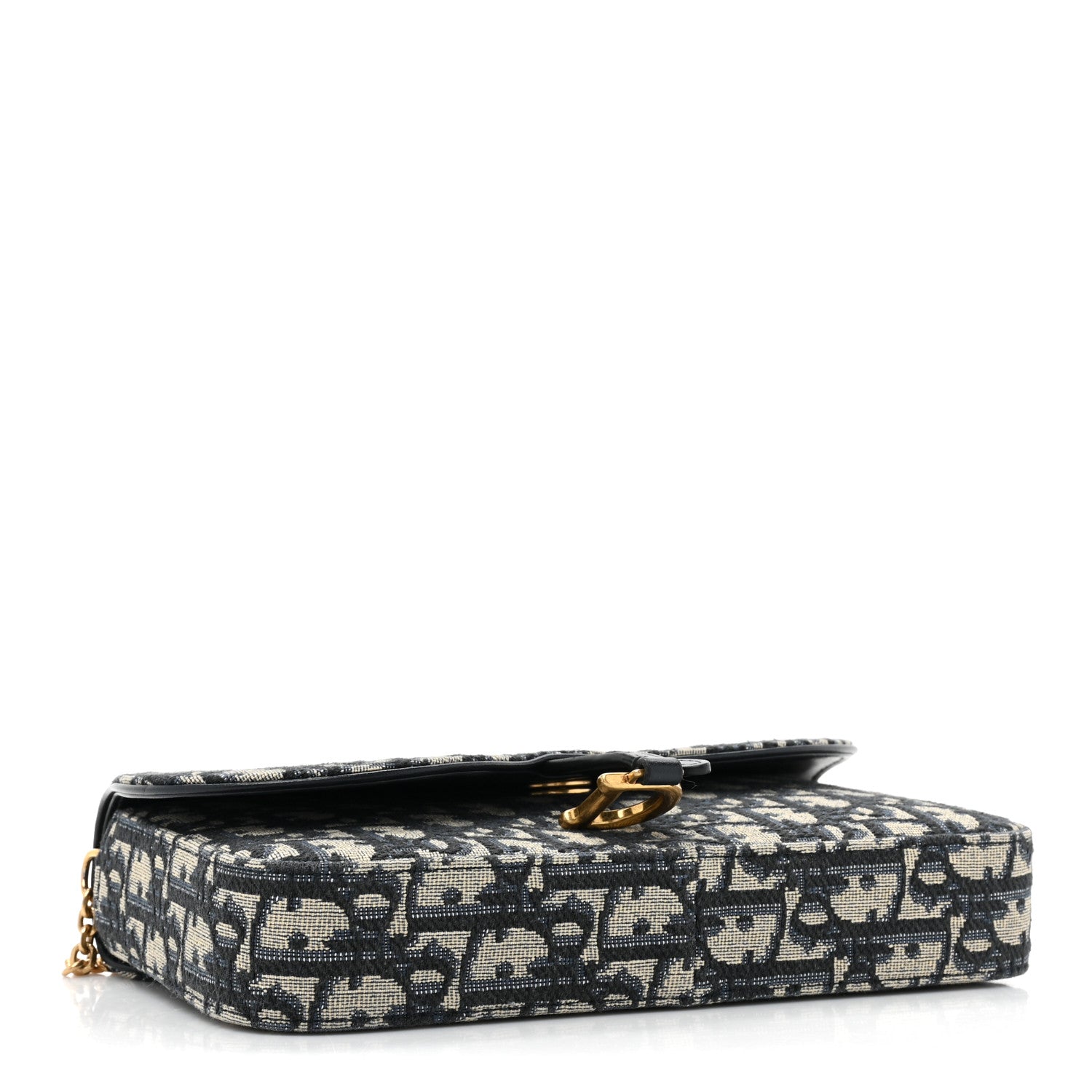 Christian Dior Oblique Saddle Chain Long Wallet Blue 4 of 12