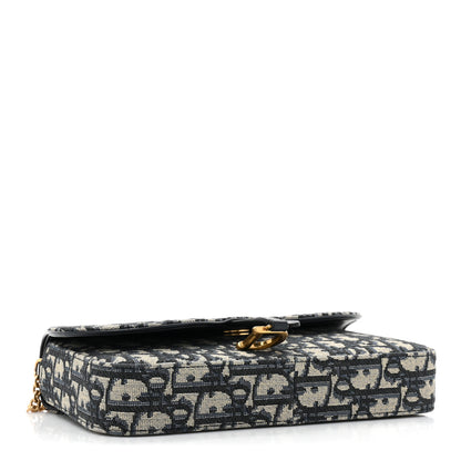Christian Dior Oblique Saddle Chain Long Wallet Blue 4 of 12