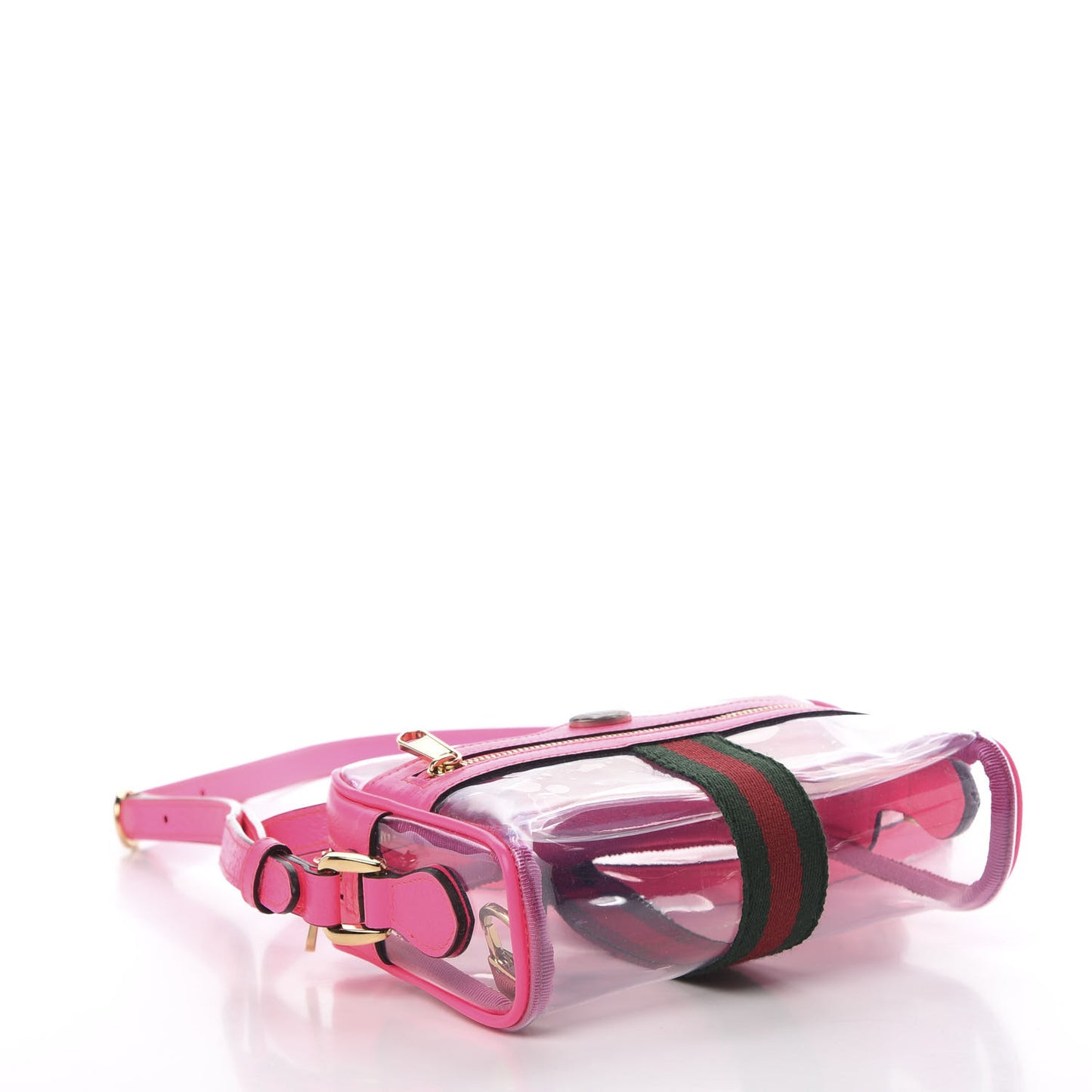 Vinyl Web Mini Ophidia Transparent Shoulder Bag Fluorescent Fuchsia