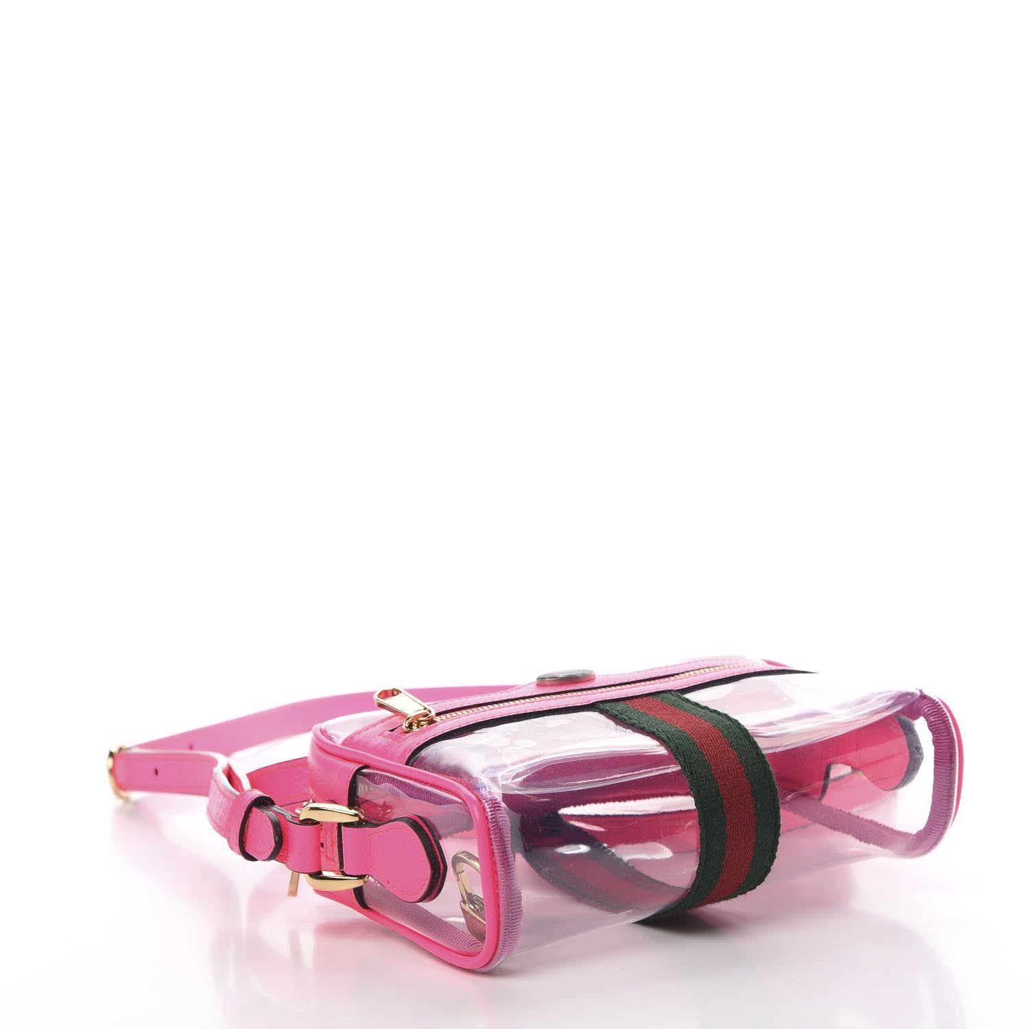 Gucci Vinyl Web Mini Ophidia Transparent Shoulder Bag Fluorescent Fuchsia 3 of 9