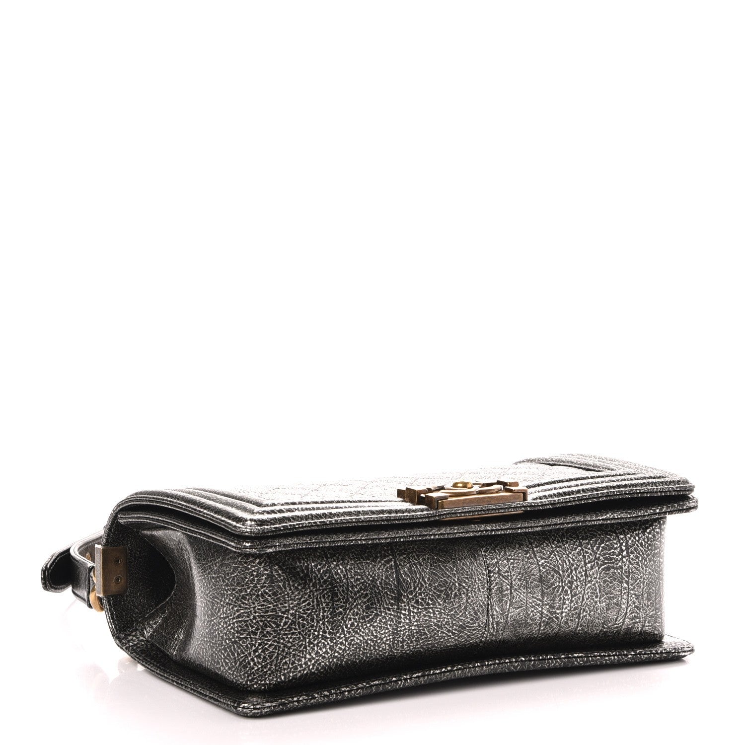 Chanel Cracked Metallic Calfskin Quilted Medium Boy Flap Silver 5 of 9