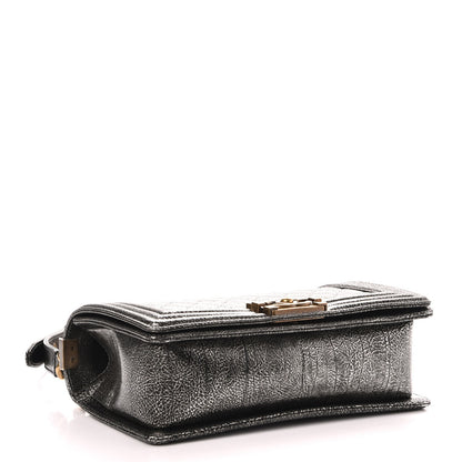 Chanel Cracked Metallic Calfskin Quilted Medium Boy Flap Silver 5 of 9