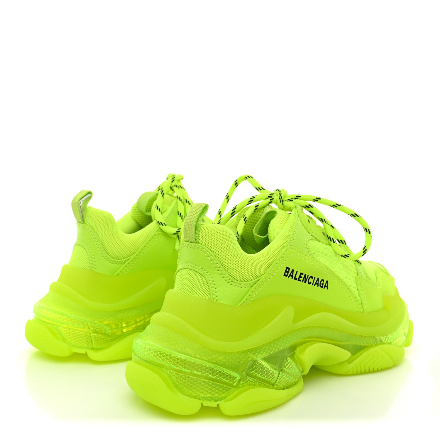 Balenciaga Fabric Mesh Clear Sole Womens Triple S Sneakers 37 Fluo Yellow 5 of 7