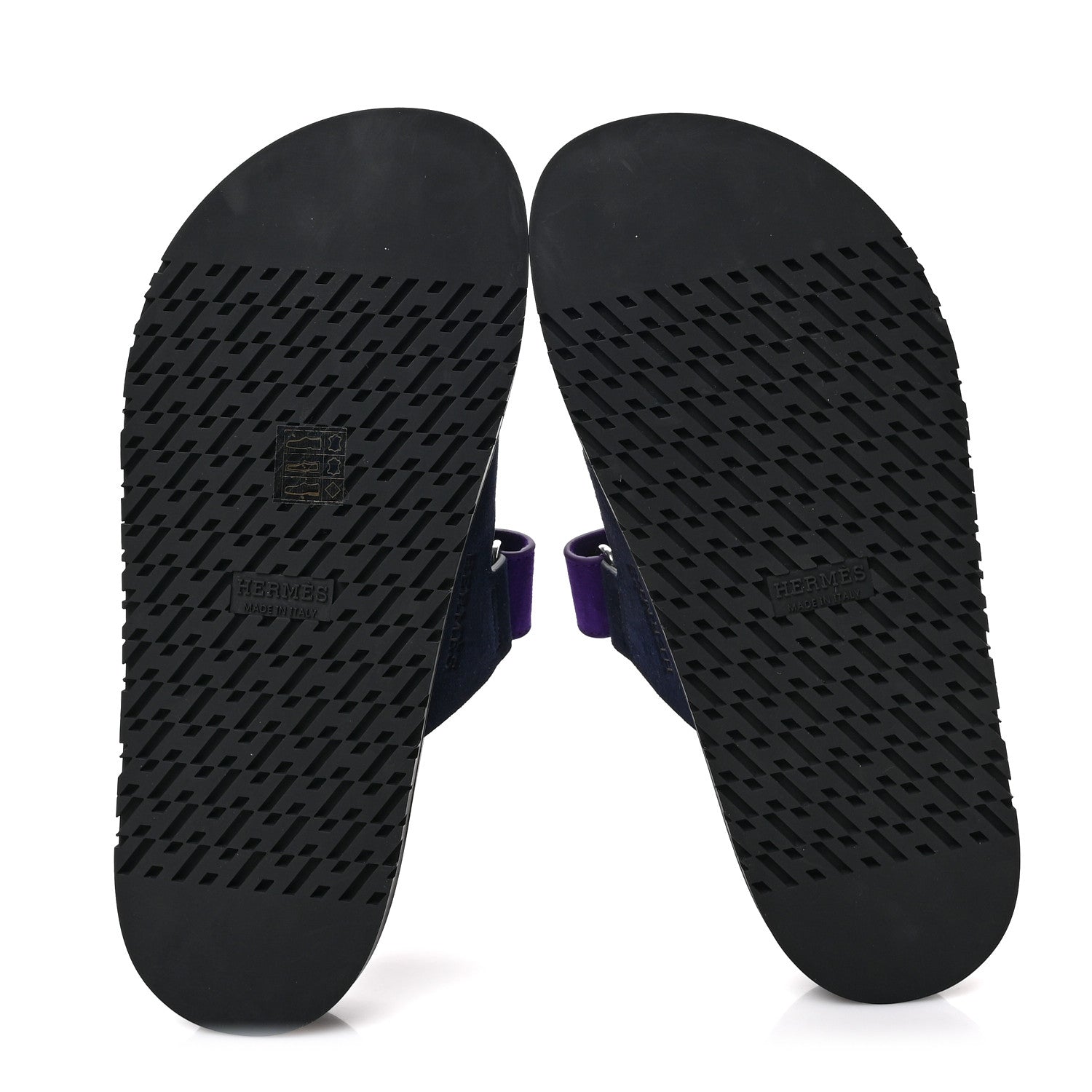 Hermes Suede Goatskin Womens Chypre Sandals 37.5 Marine Violet Majorette 5 of 9