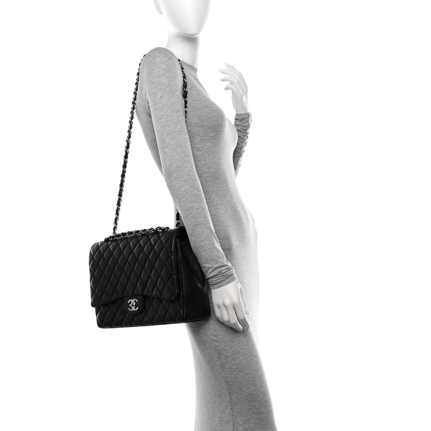 Chanel Lambskin Quilted Maxi Double Flap Black 2 of 12