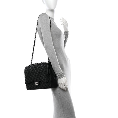 Chanel Lambskin Quilted Maxi Double Flap Black 2 of 12