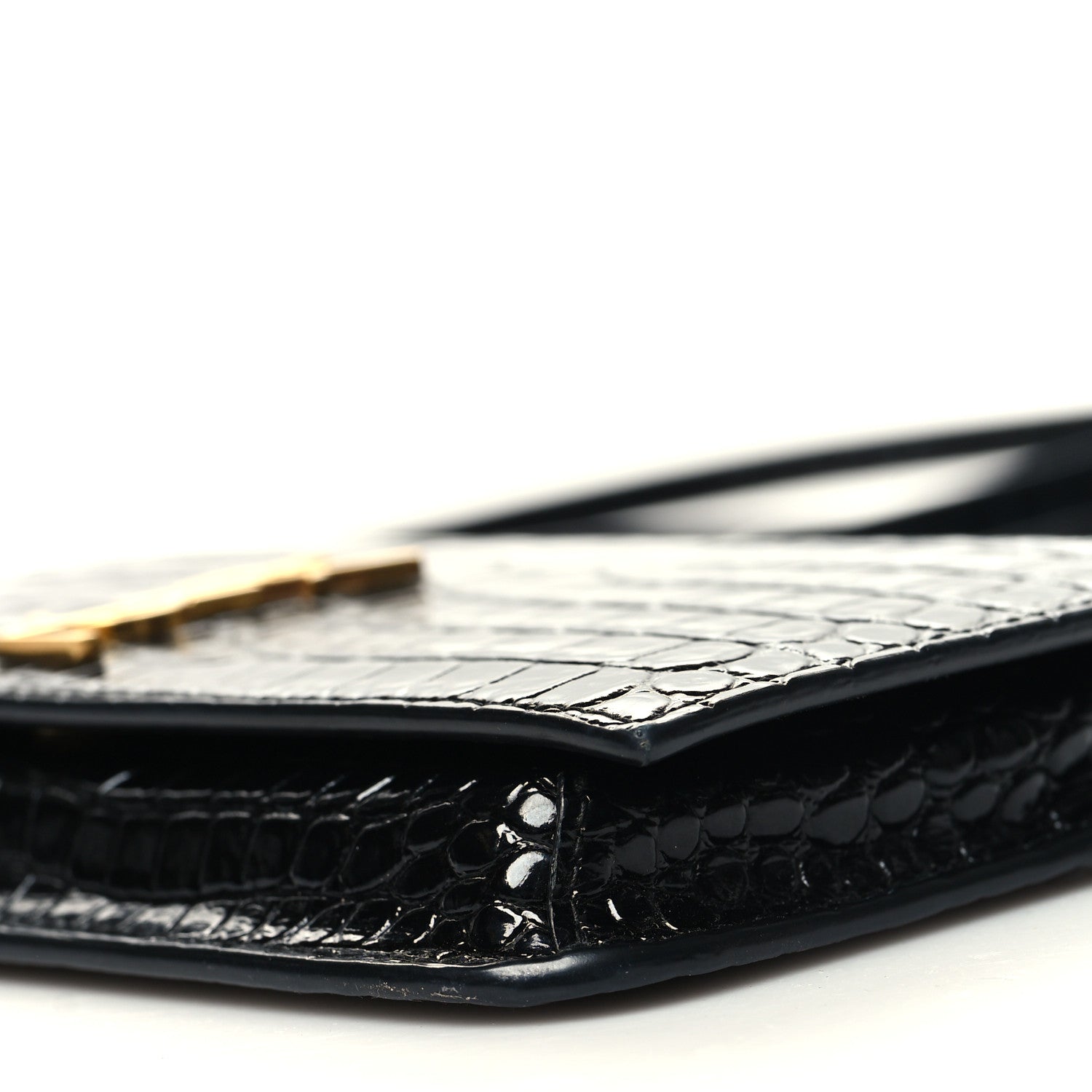 Saint Laurent Crocodile Embossed Monogram Phone Holder Crossbody Black 10 of 10