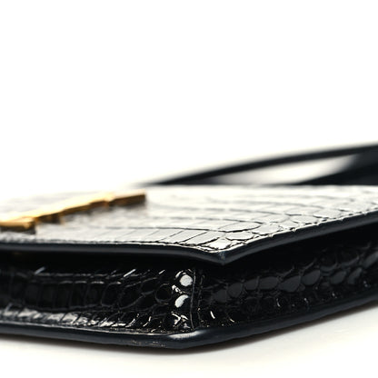 Saint Laurent Crocodile Embossed Monogram Phone Holder Crossbody Black 10 of 10