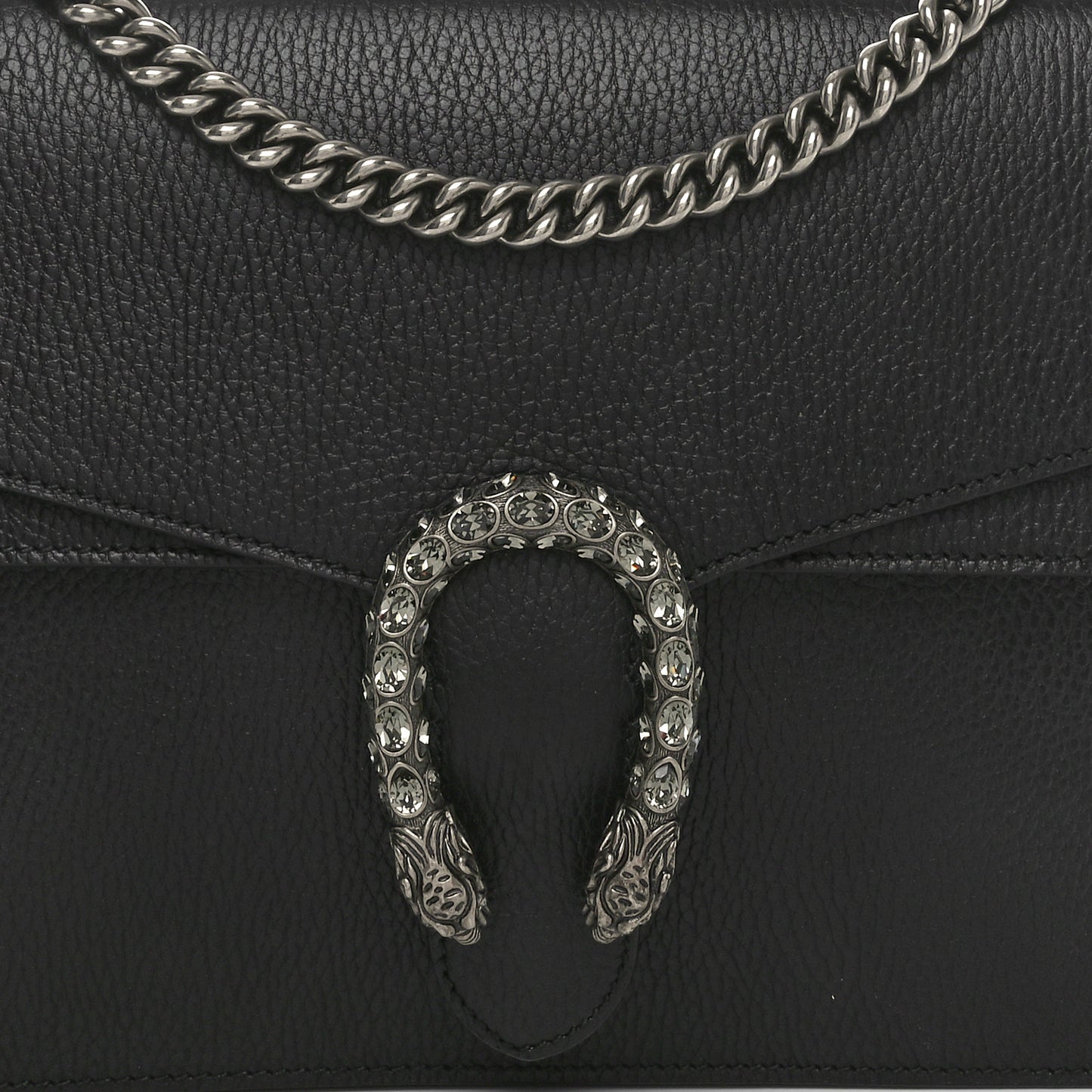 Dollar Calfskin Crystal Medium Dionysus Shoulder Bag Black Black Diamond