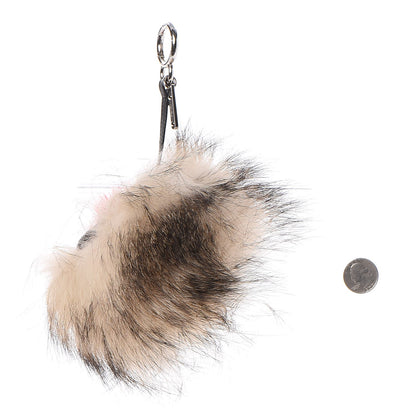 Fendi Mink Fox Rabbit Fur Vitello Flamingo Kurioso Monster Bag Bug Charm Beige Multicolor Black 2 of 6