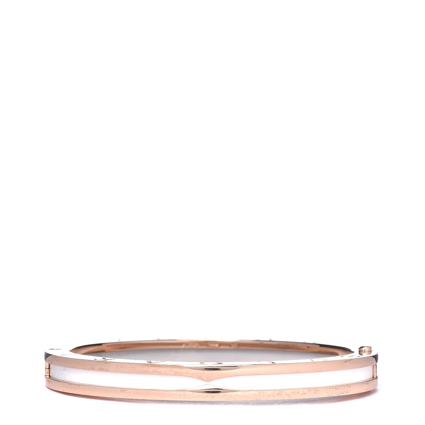 18K Rose Gold White Ceramic B.Zero1 Bangle Bracelet M