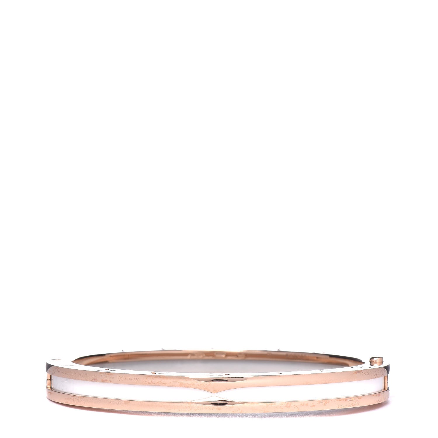 Bulgari 18K Rose Gold White Ceramic B.Zero1 Bangle Bracelet M 1 of 5