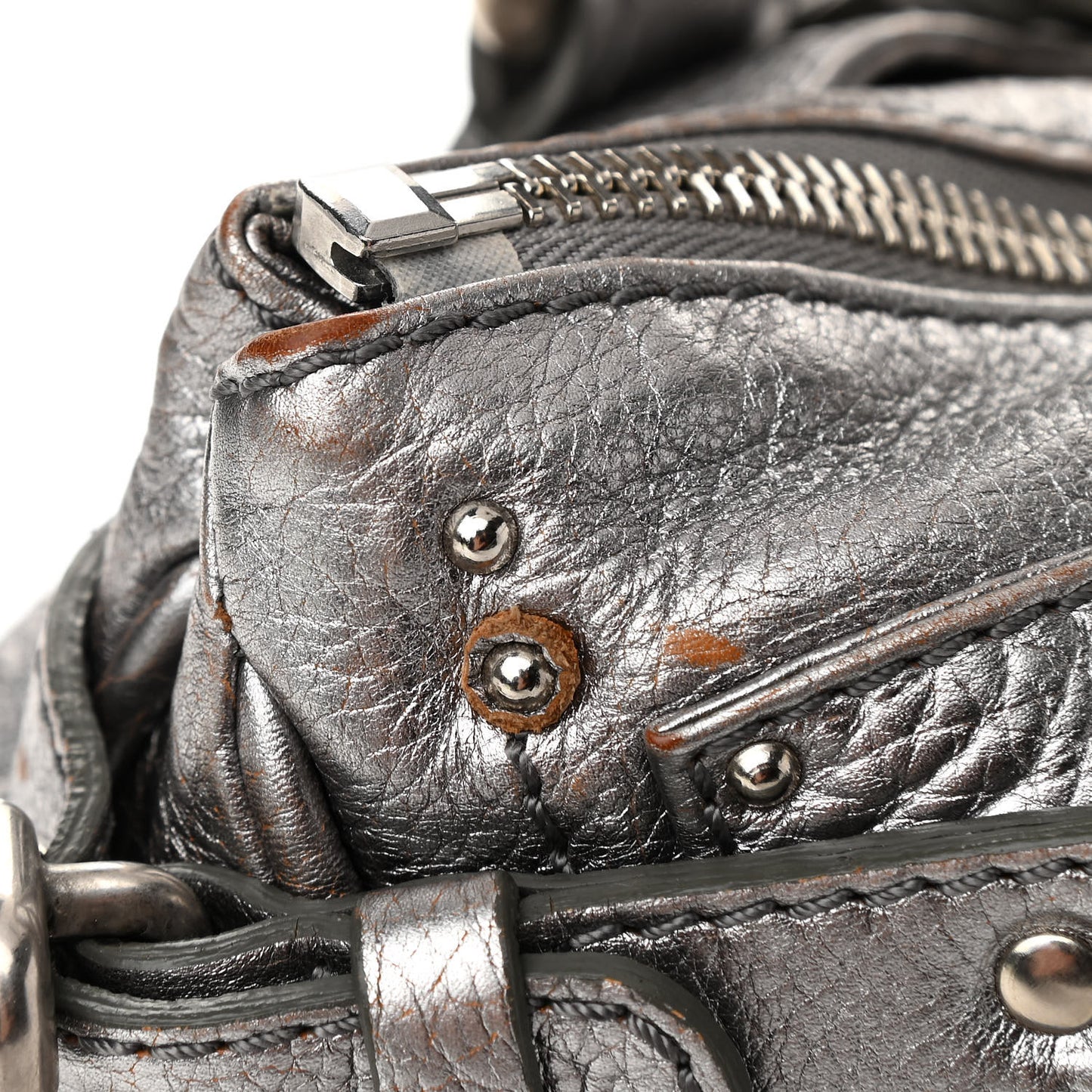 Metallic Calfskin Medium Paddington Satchel Silver