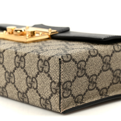 Gucci GG Supreme Monogram Calfskin Mini Padlock Top Handle Shoulder Bag Beige Black Cuir 10 of 11