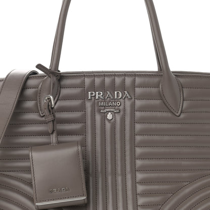 Prada Soft Calfskin Impunture Diagramme Tote Bambu 8 of 10