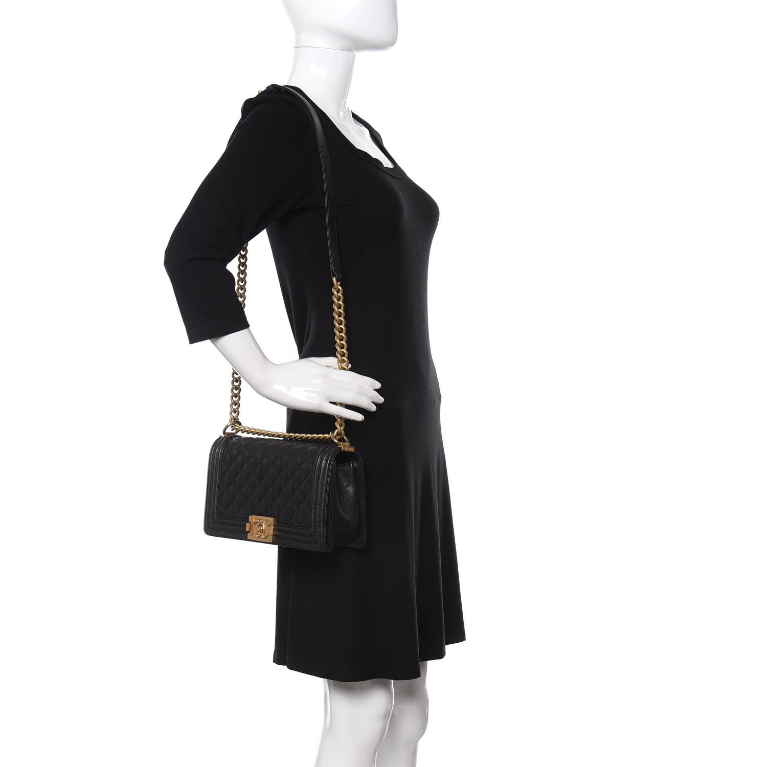 Chanel Caviar Quilted Medium Boy Flap Black 2 of 13
