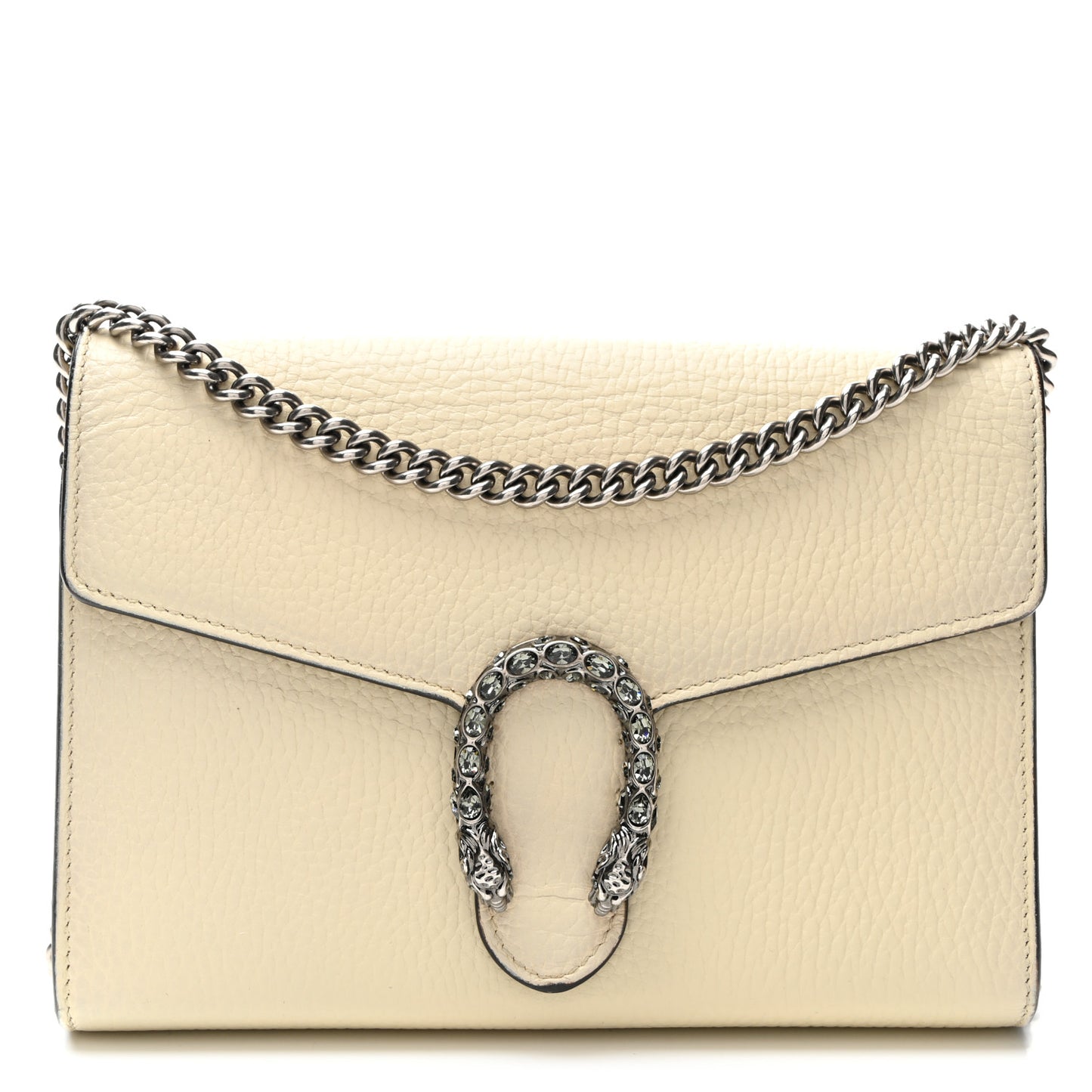 Dollar Calfskin Mini Dionysus Chain Wallet Mystic White