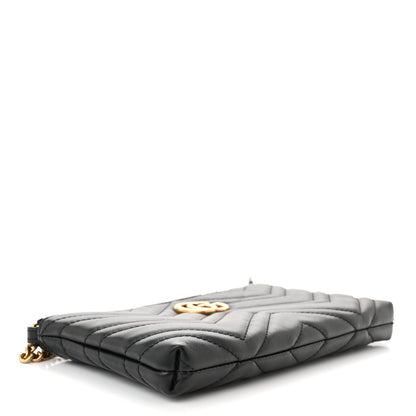 Gucci Calfskin Matelasse Mini GG Marmont Chain Bag Black 4 of 11