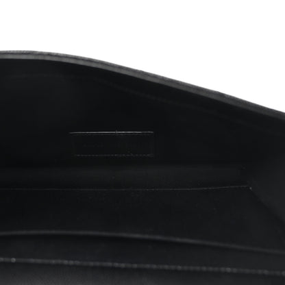 Saint Laurent Grain De Poudre Matelasse Chevron Monogram Monochrome Envelope Clutch Black 5 of 7