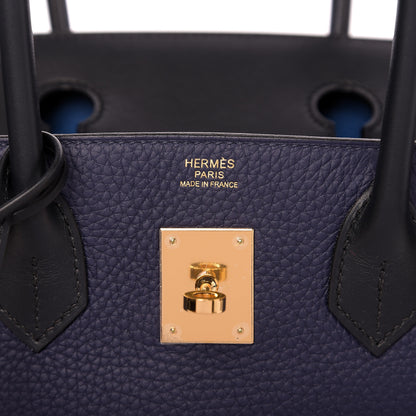 Hermes Taurillon Clemence Sombrero Birkin 30 Bleu Encre Bleu Obscur 5 of 10