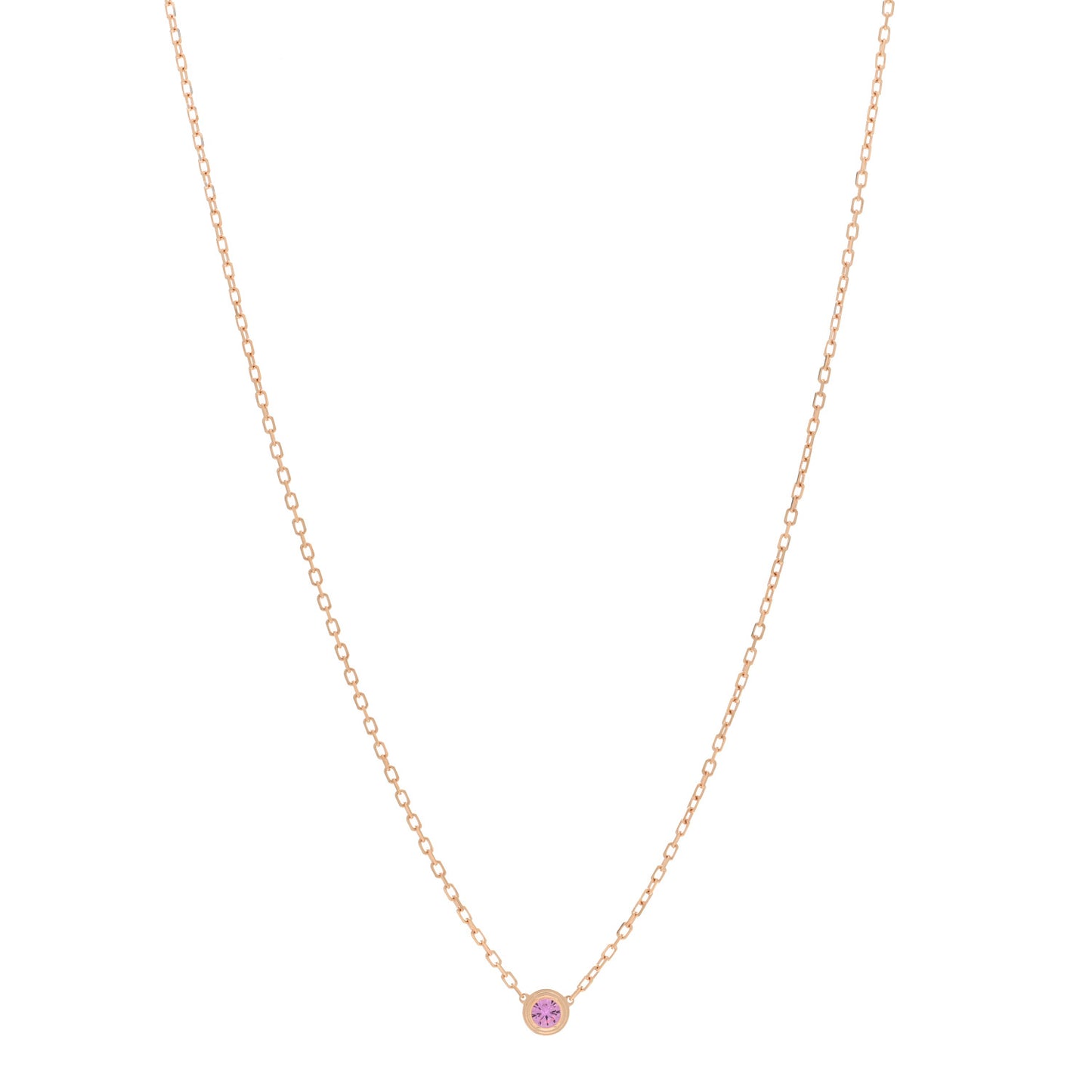 18K Pink Gold Pink Sapphire D'Amour Pendant Necklace