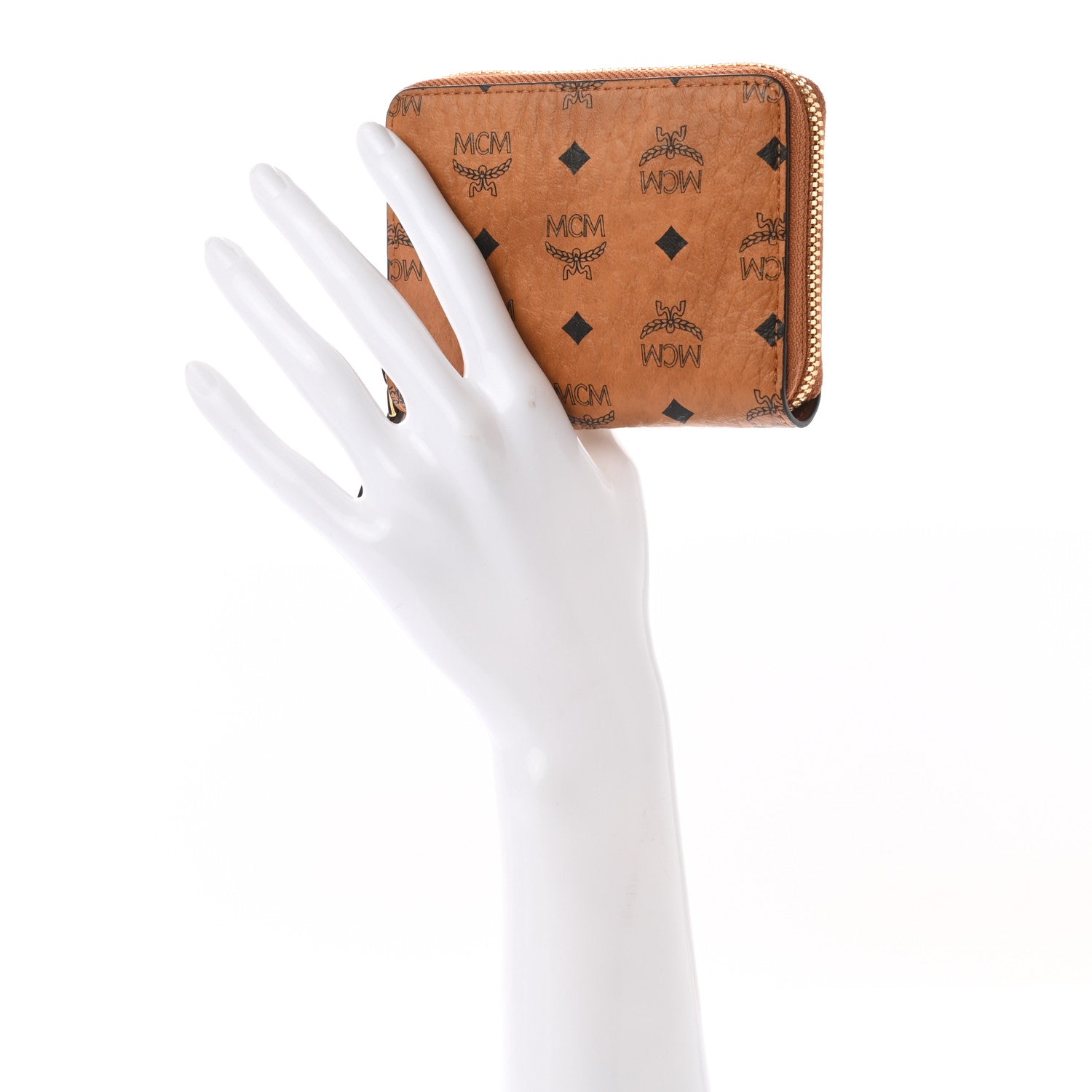 MCM Visetos Mini Zip Around Wallet Cognac 2 of 6