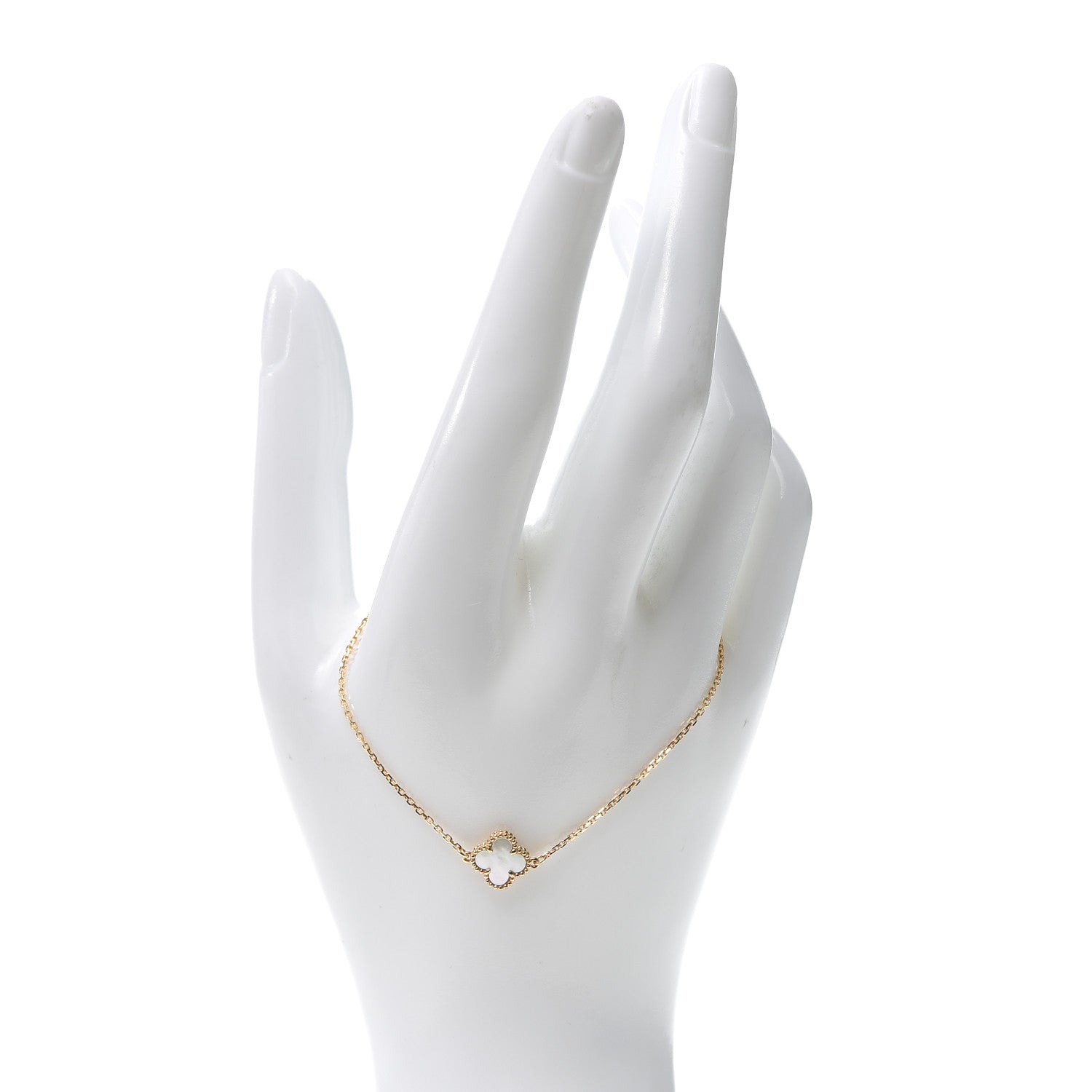 Van Cleef & Arpels 18K Yellow Gold Mother of Pearl Sweet Alhambra Bracelet 2 of 9